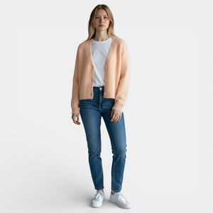 AMERICAN EAGLE Cardigan Women Size Small Peach Orange Cropped Button-up Sweater